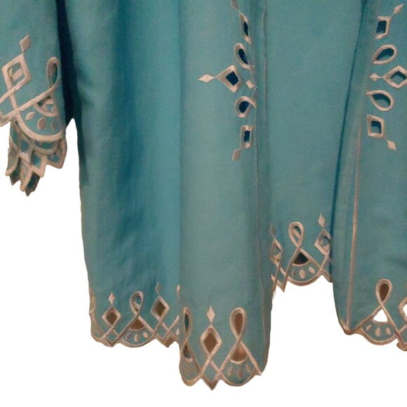 Bobb Mackie Robin Egg Blue 2 piece Tank/Button Shirt White Embroidery Eyelet 2X - Picture 3 of 13